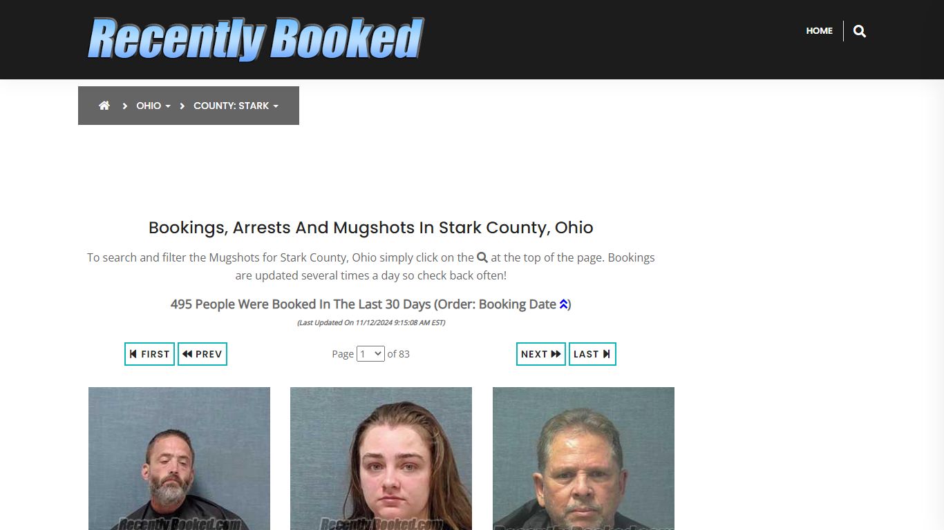 Bookings, Arrests and Mugshots in Stark County, Ohio - Recently Booked